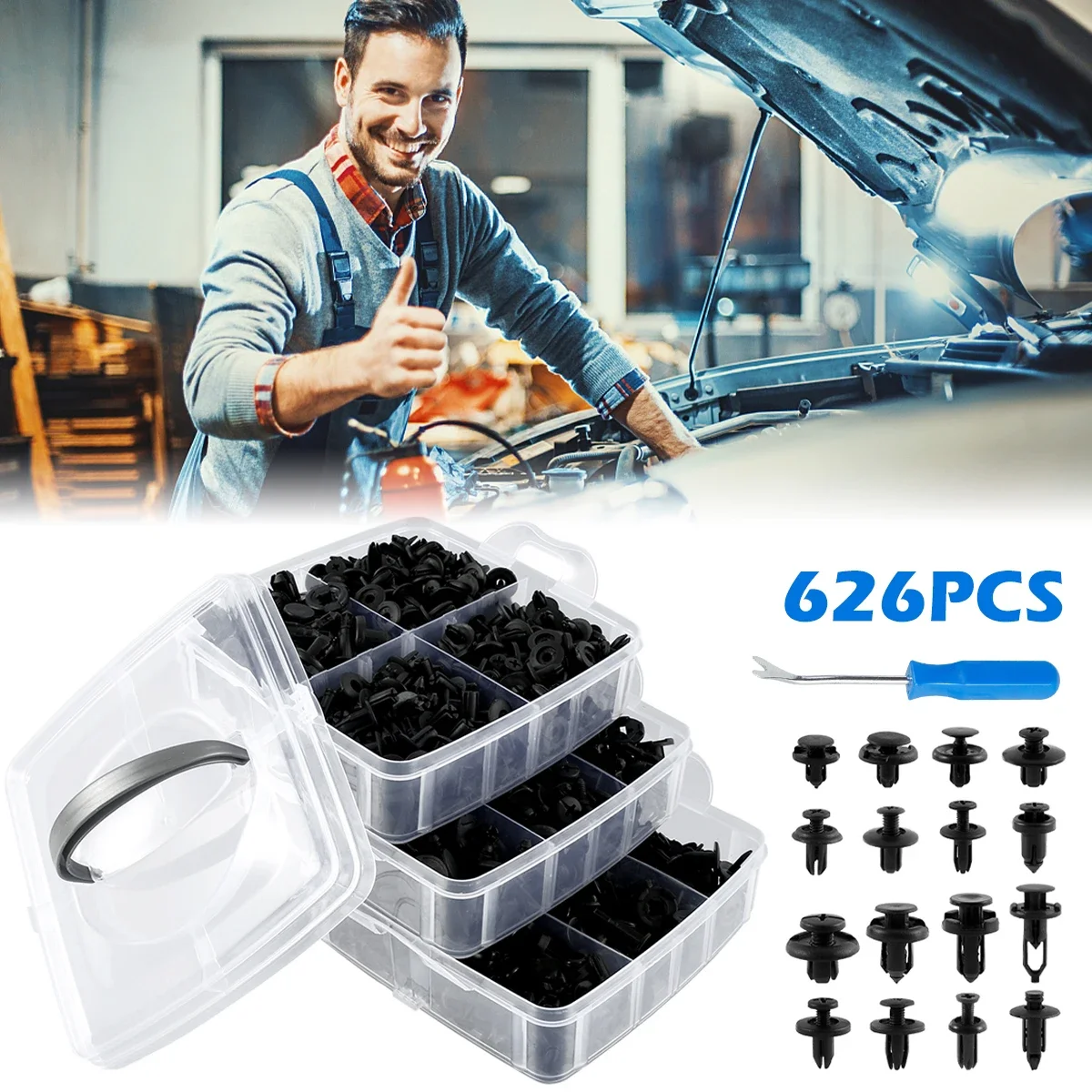 625Pcs Car Body Trim Clips Car Retainer Clips Sturdy Bumper Retainer Clips Durable Car Push Pin Rivet Trim Fastener Moulding