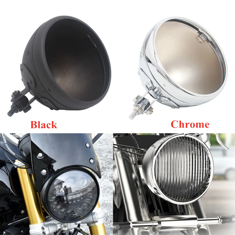 

Universal Motorcycle Headlight Shells 7 Inch LED Headlamp Bucket Housing For Harley Honda Suzuki Cafe Racer 7" Lighthouse Shell