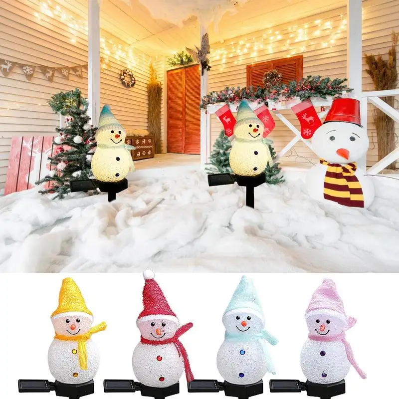 

Solar Snowman Lights Outdoor Light LED Lights Waterproof Solar Outside Lights Snowman Yard Stakes Outdoor Path Lights For Garden