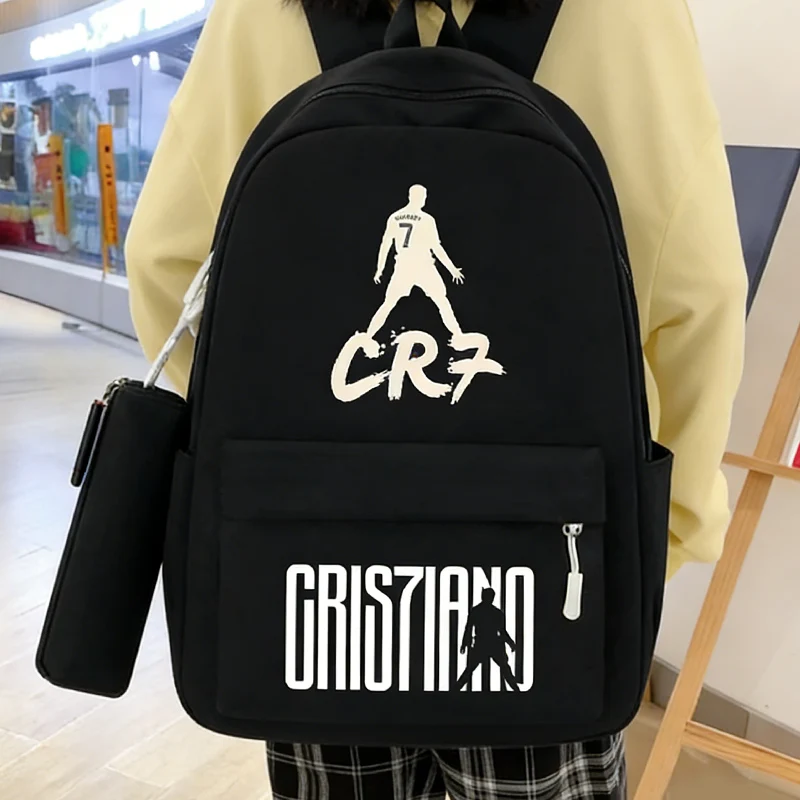 Cristiano Ronaldo Student Backpack CR7 Teenager Travel Rucksack Football Player Large Capacity Boy Schoolbag Outdoor Knapsack view 3