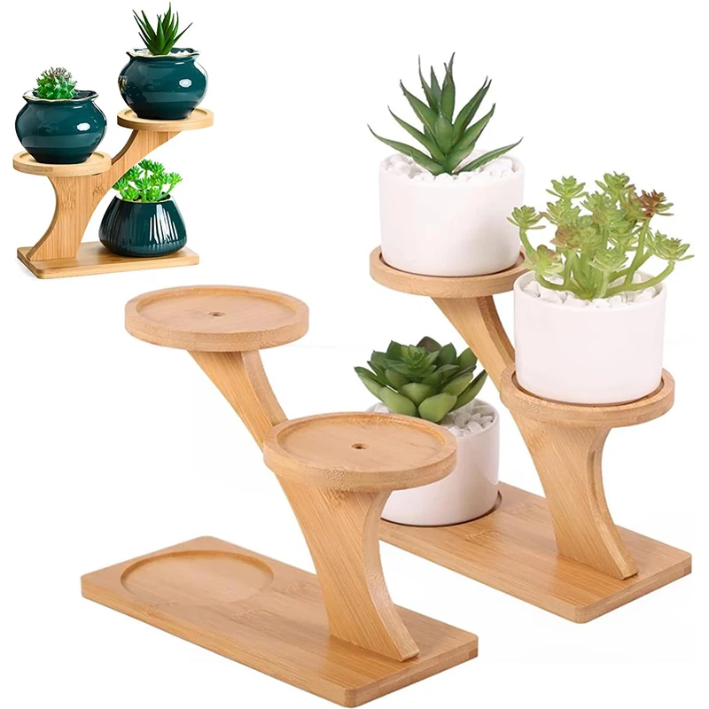 Mini Plant Stands for Window Sill & Desk, Small Indoor Decorative Shelves - Lightweight Space-Saving 3 Tier Home Office Decor