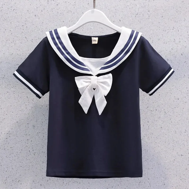 2024 JAPAN new JK Summer Costumes Kids Short Sleeve T-shirts Teenager School Girls Tops blouse Toddler Baby Cute Tshirts 12 year