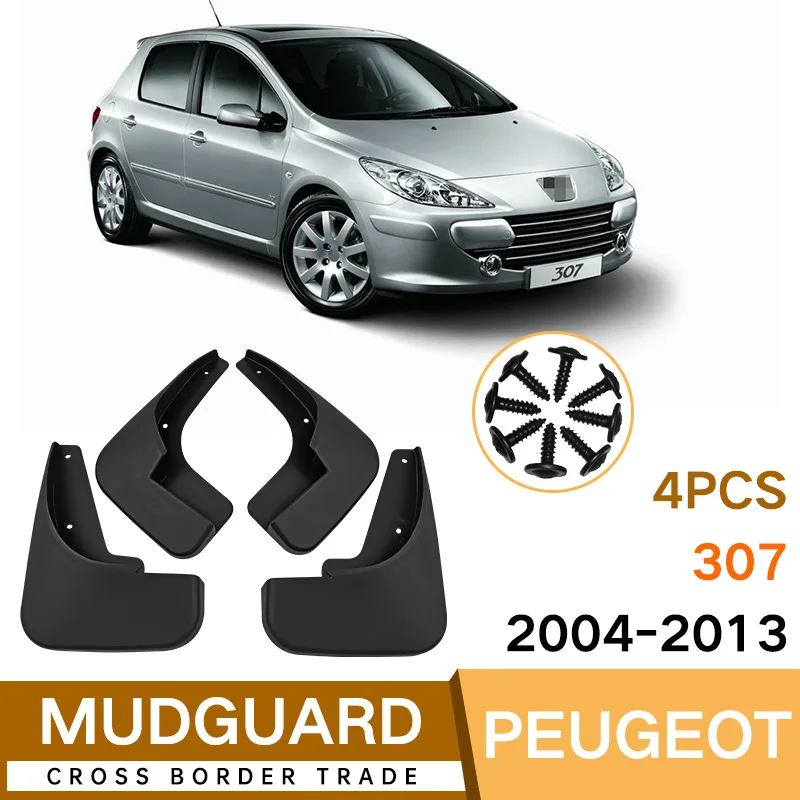 

For Peugeot 307 2004-2013 black car mudguard Reduce dust Resist tire dirt car accessories tools