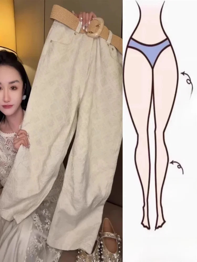 

Модные женские джинсы с вышивкой косой и высокой талией, широкие брюки восемнадцати длины, утягивающие весенние новые поступления