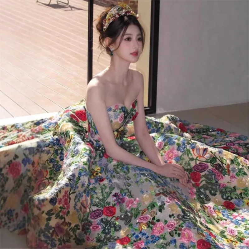 

Heavy Industry Pengpeng's coming-of-age birthday light luxury and niche strapless dress