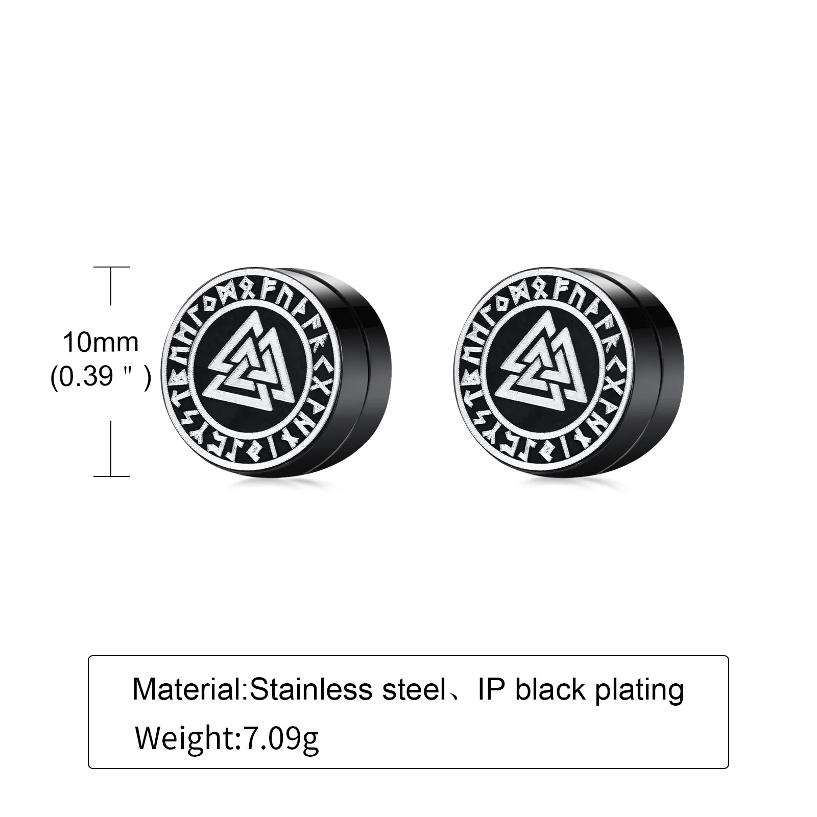 Gothic Punk Nordic Viking Men Women Strong Magnet Magnetic Earrings Stainless Steel Non Piercing Ear Studs for Boyfriend
