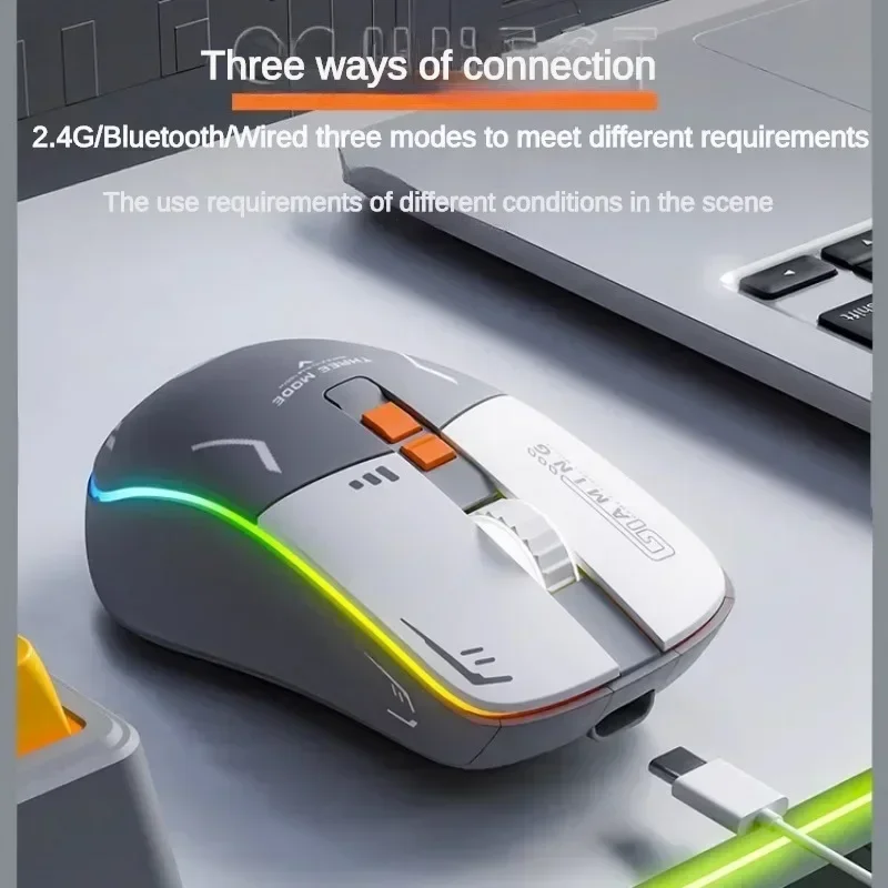 

EWEADN G308 Wireless Bluetooth Mute Mouse Tri-mode Lightweight Ergonomic Rechargeable PC Office E-sports Laptop Accessories gift