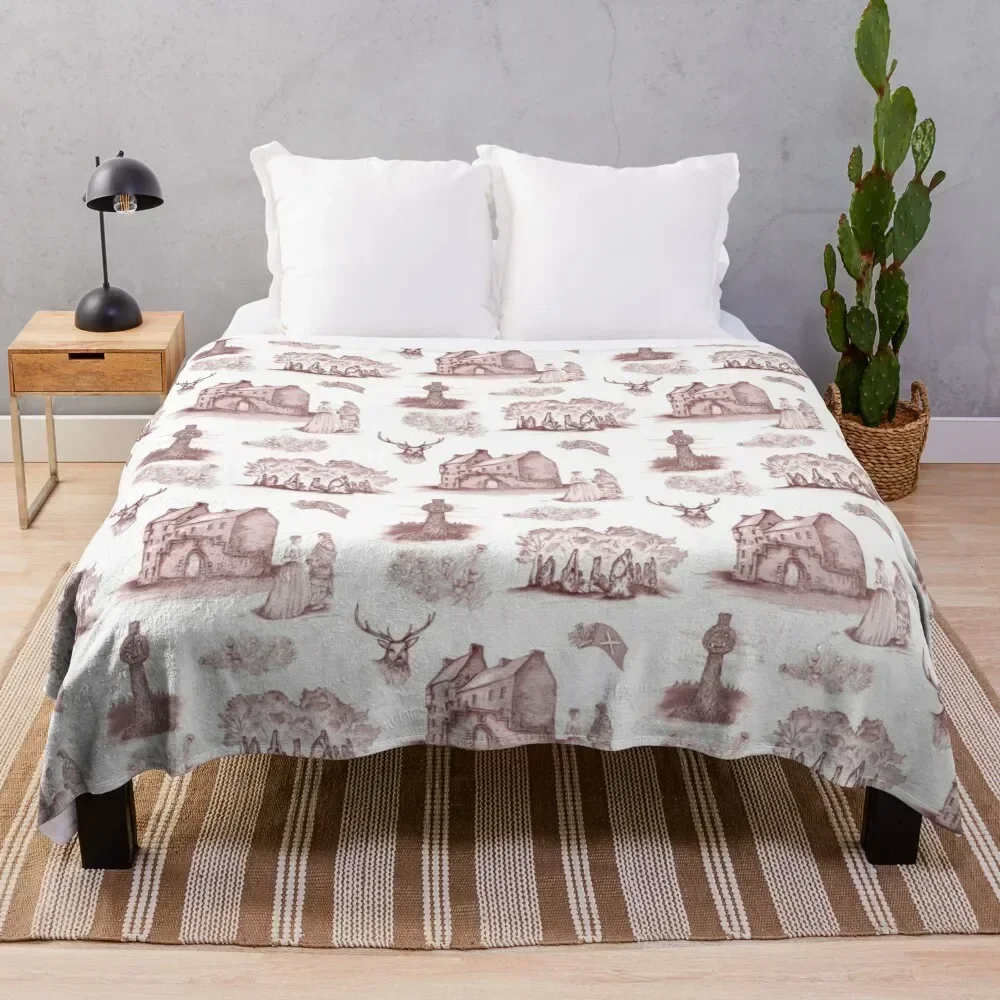 

Highlander Toile in Burgundy Throw Blanket Warm sofa bed Blankets
