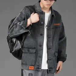 Men Denim Jacket Streetwear Hip Hop Men's Jean Jackets Male Casual Loose Outerwear Korean Version Loose Overalls Coat