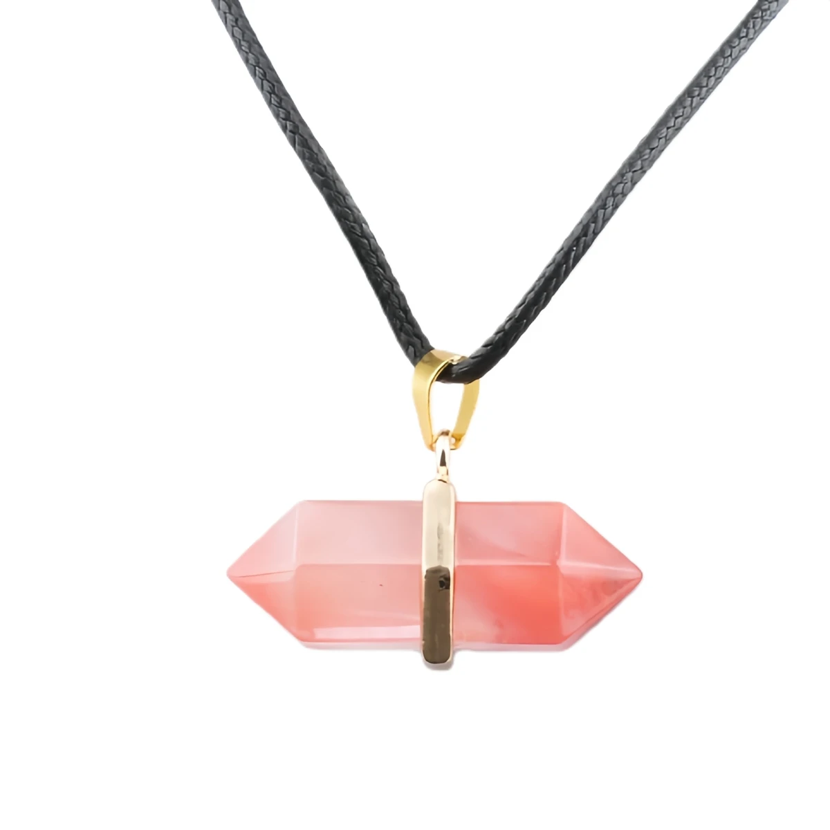 شفاء شقرا الكرز الكوارتز مزدوجة إنهاء سداسية الأحجار الكريمة قلادة لصنع المجوهرات النساء الرجال اليوغا قلادة سحر #3