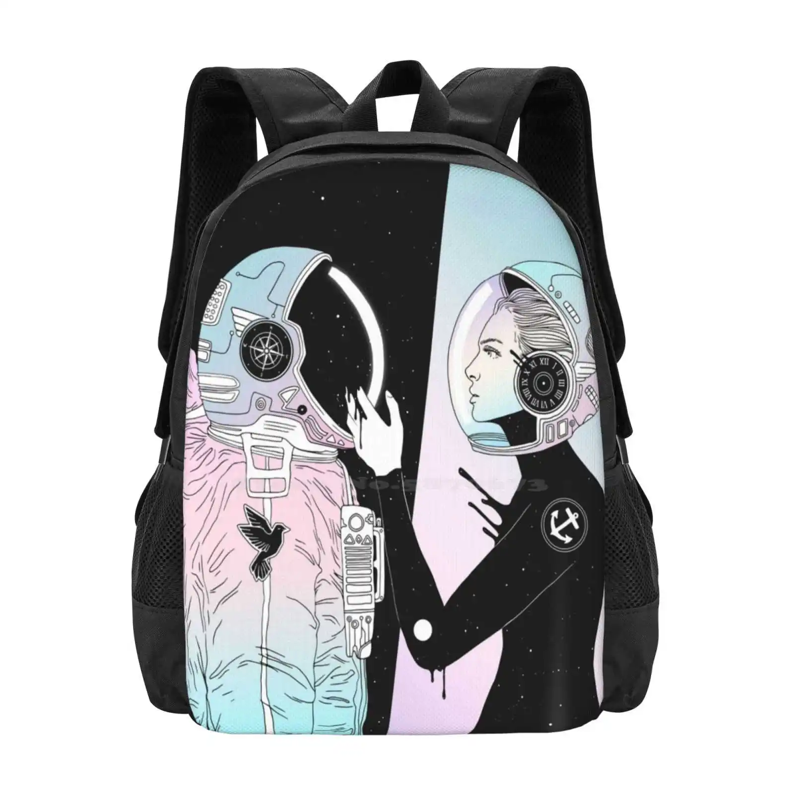 I Found A Space For Us Hot Sale Schoolbag Backpack Fashion Bags Spacetime Compass Astronaut Anchor Bird Animal Ship Skull Sun