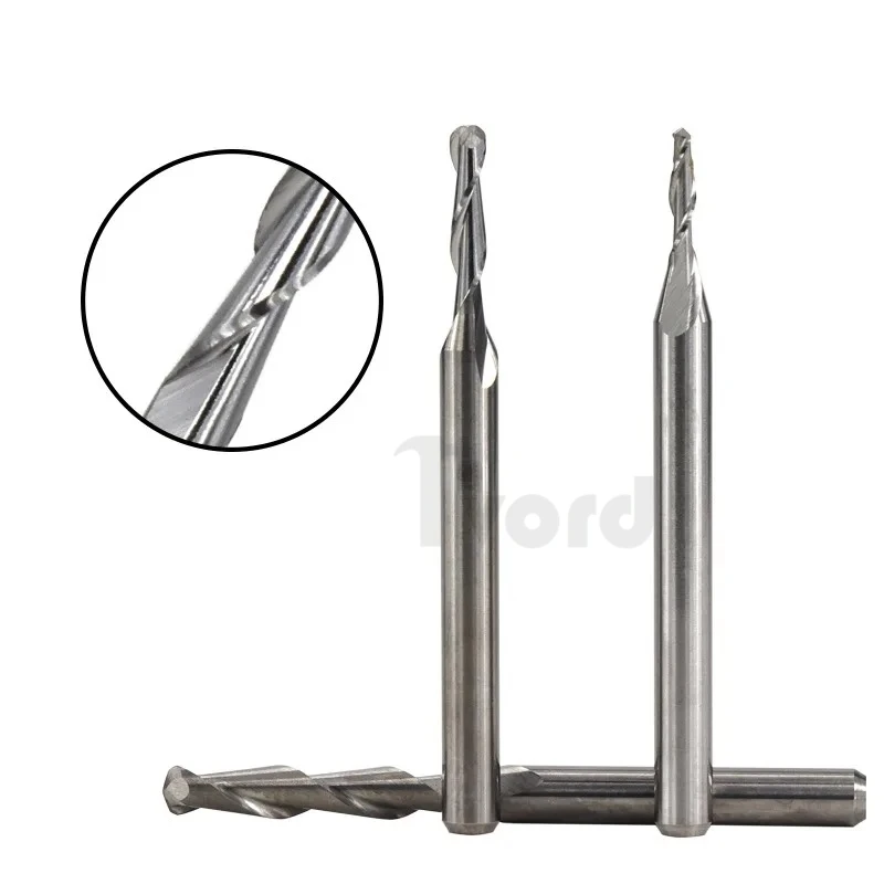 10pcs 2 Flute Ball Nose End Mill 3.175mm （1/8）Shank CNC Router Bit Carbide End Mill Spiral Milling Cutter for Woodworking