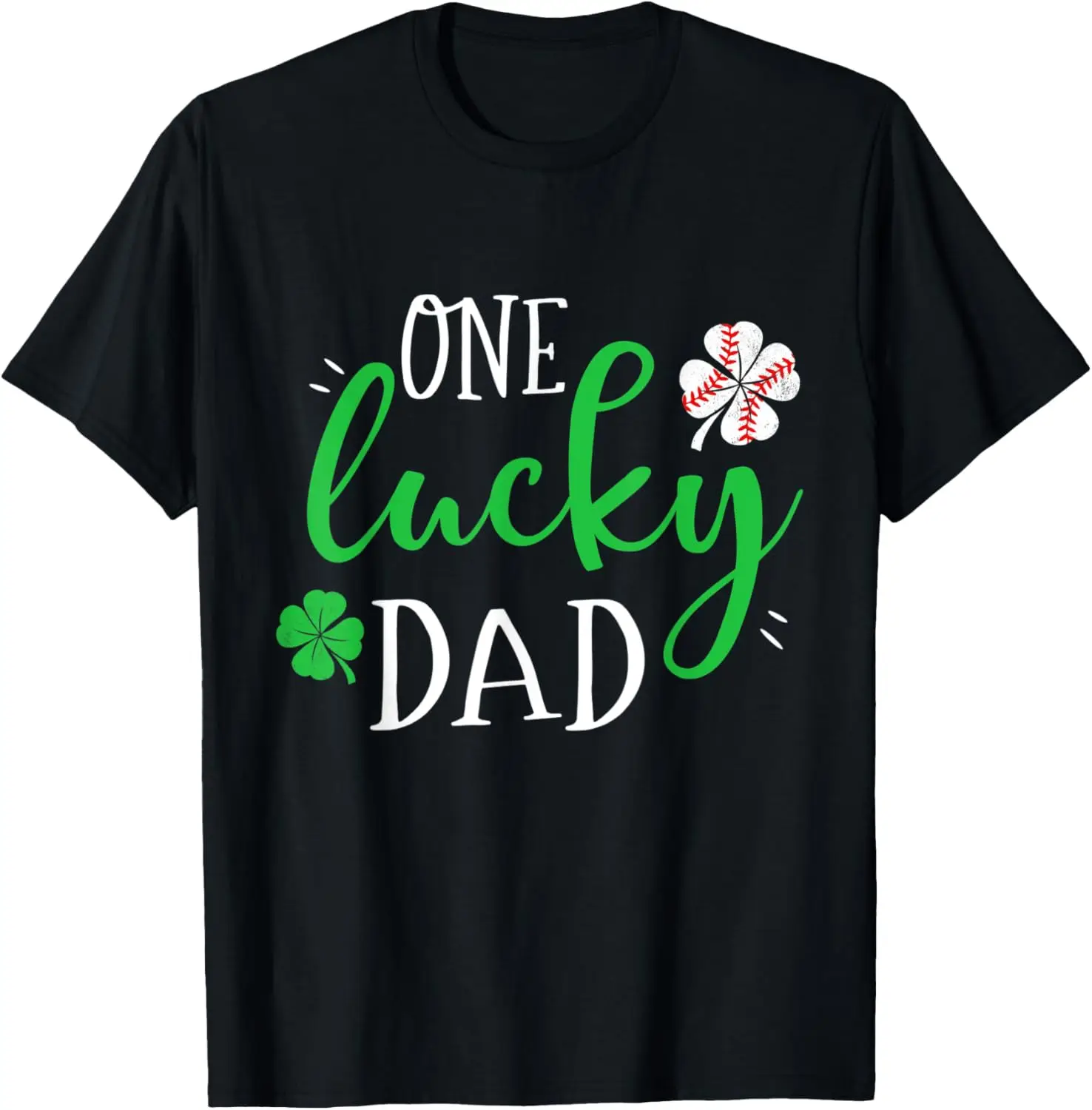 Mens Baseball Dad One Lucky Dad Tee Vintage St Patrick Day Father T-Shirt