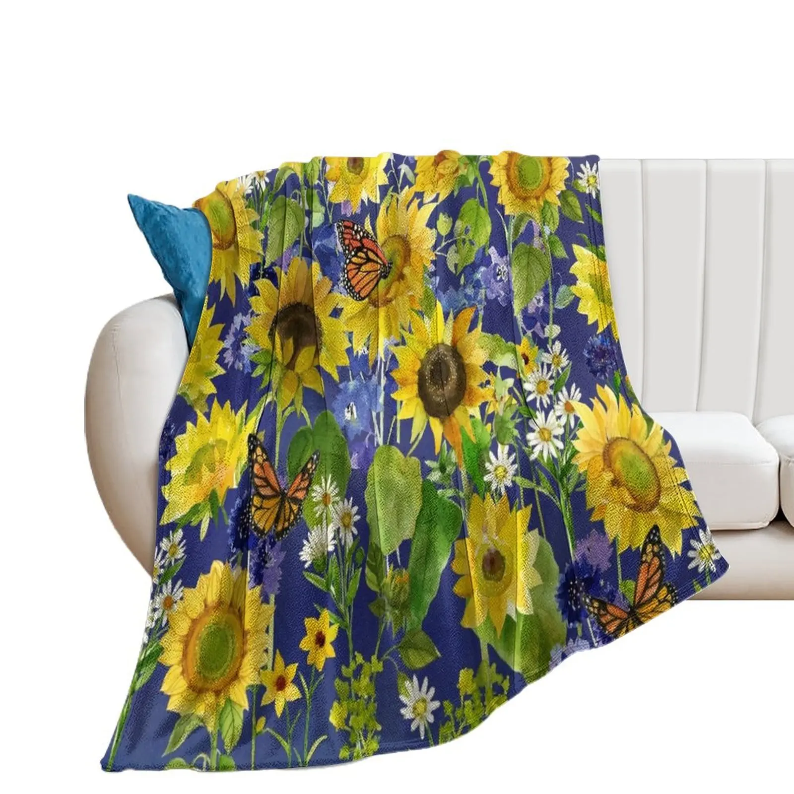 

Sunflowers and butterflies classic floral Throw Blanket Bed blankets ands Blankets