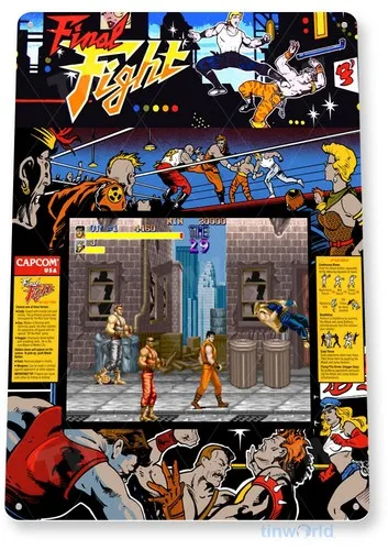 Letrero de Final Fight Arcade, Letrero Clásico de Juego de Arcade, Letrero Metálico para Sala de Juegos B068
