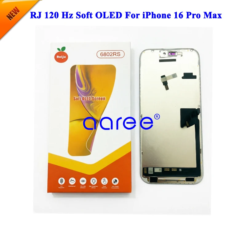 New Model RJ Brand 120Hz Soft OLED Display Screen For iPhone 16 Pro Max  Soft OLED Display LCD Screen Touch Digitizer Assembly