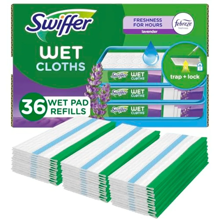

Multi Surface Floor Cleaning Refills for Swiffer Sweeper Wet Mopping Cloth with Febreze Lavender Scent Ideal for Home and Offic