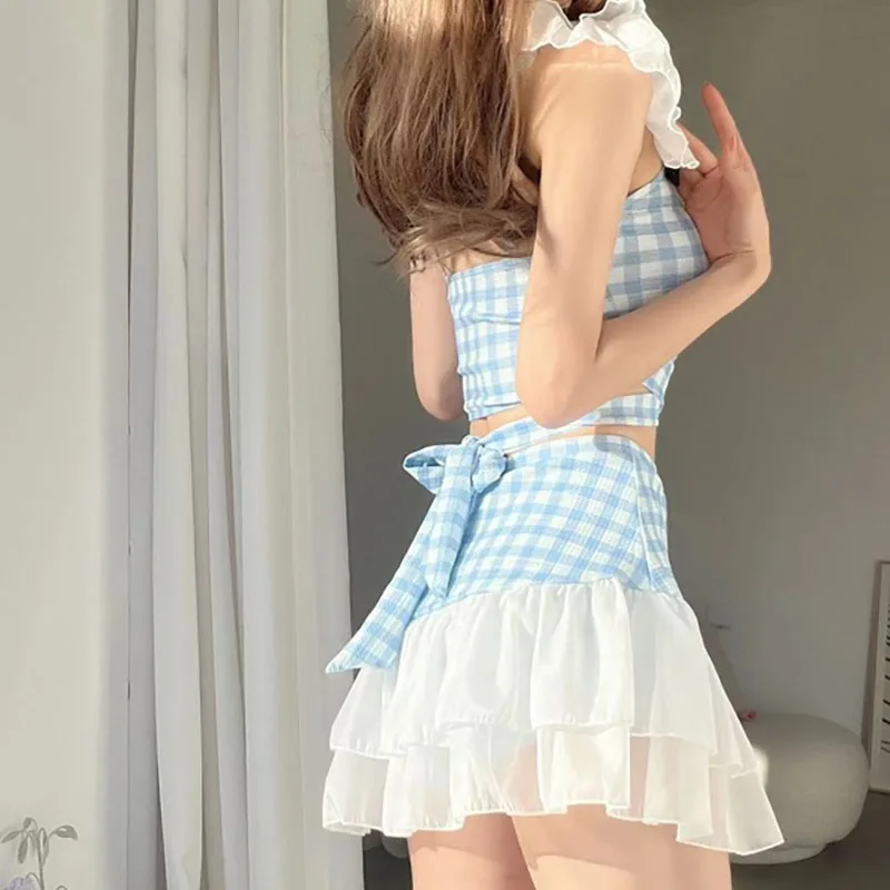 بيكيني ملابس السباحة النساء مجموعة أنيقة جديدة الكورية الفتيات مبطن ثوب سباحة مونوكيني الصيف عطلة قطعتين مثير بيكيني خمر جديد