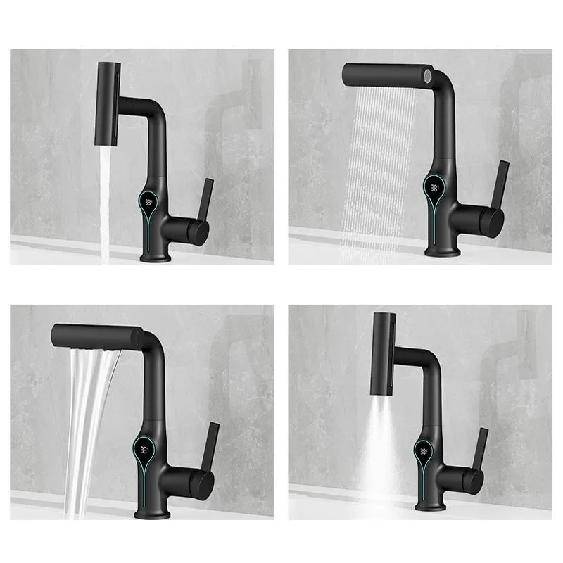 

Pull up lift household single hole hot and cold bathroom, bathroom rotating multifunctional digital display, basin basin faucet