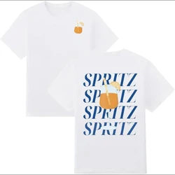 New Summer Aperol Spritz Print Drink Cocktail Pattern Round Collar Loose Casual Tops Short Sleeve T-shirt Woman Men Clothes