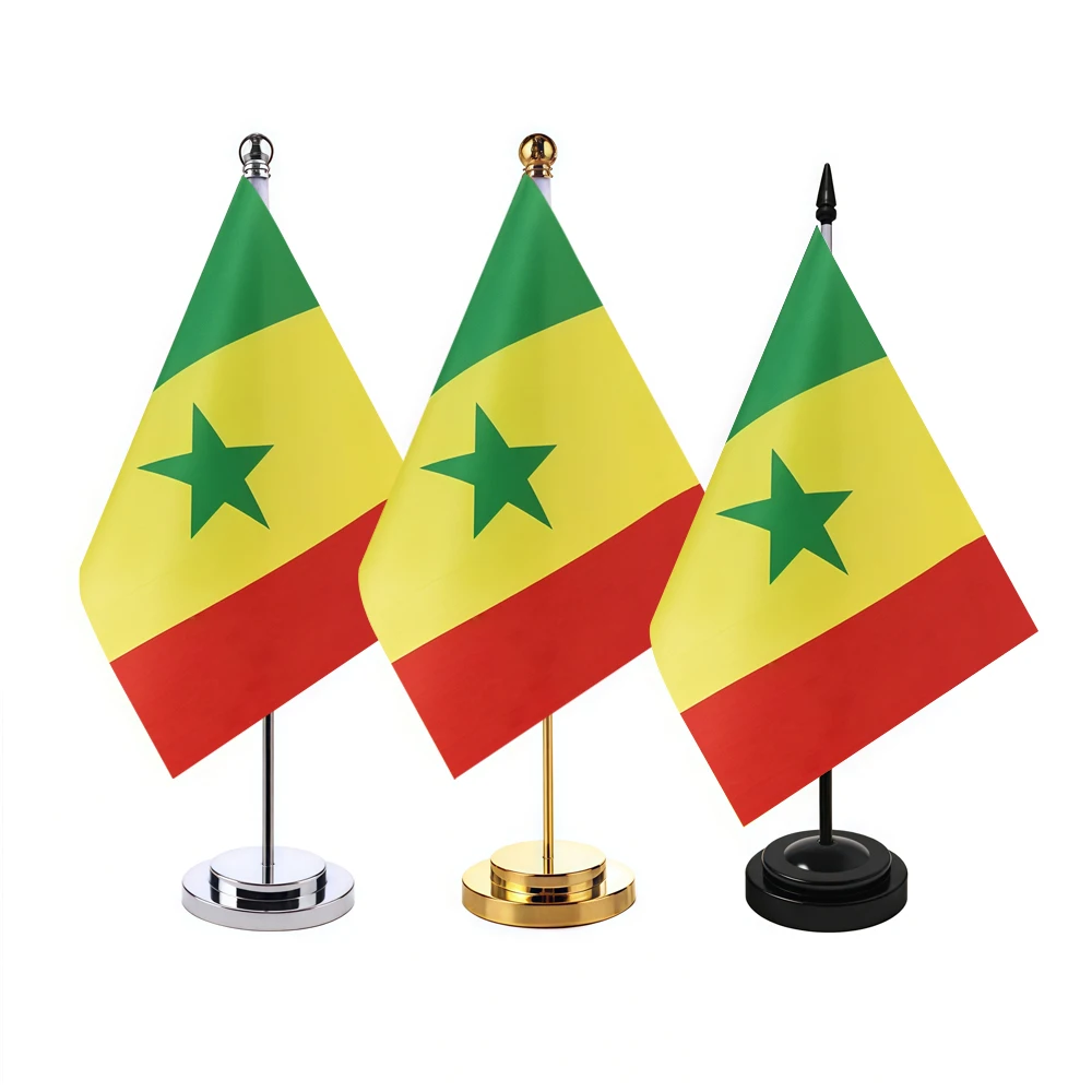 CYPOMELO office desk flag Senegal flag  14x21cm Senegal desktop small decoration flag including flagpole