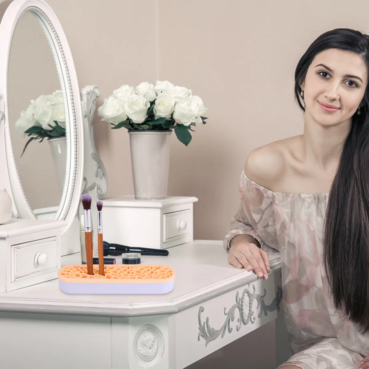 

Держатель для кистей для макияжа, 1 шт., желтый, силиконовый, органайзер-подставка для сушки кистей, для путешествий, дома, кемпинга, хранения