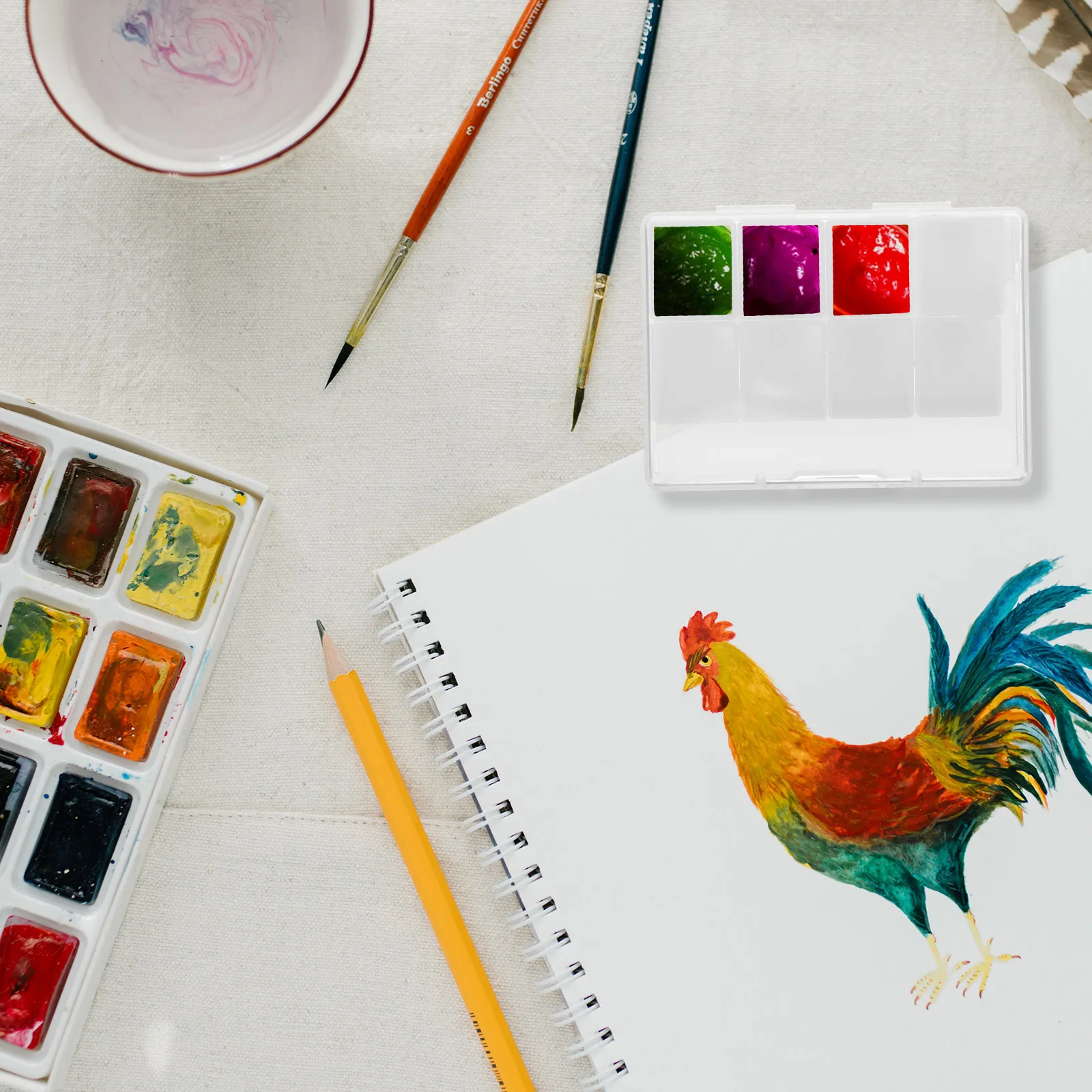 

Pigment Storage Box 2ml x 8 Compartments Watercolor Case Portable PP DIY Tray Artist Student Kids Paint Mixing Container