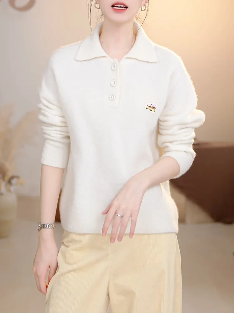 

Белая повседневная блузка с мультяшным принтом, женская, больших размеров, универсальная, осенняя новинка, в корейском стиле, свободного кроя