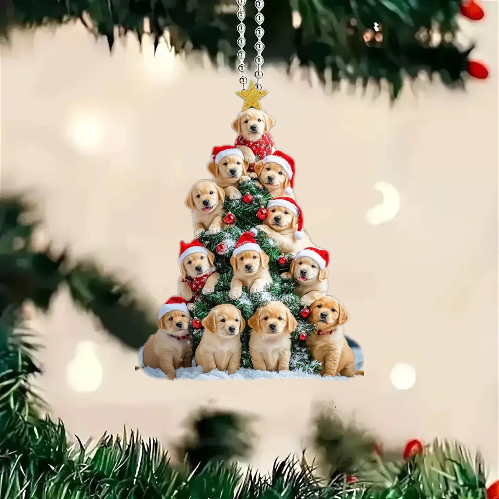 

Creative Christmas Acrylic 2d Flat Cartoon Animal Decorative Pendants, Christmas Tree Decorations, Car Pendant Decoration