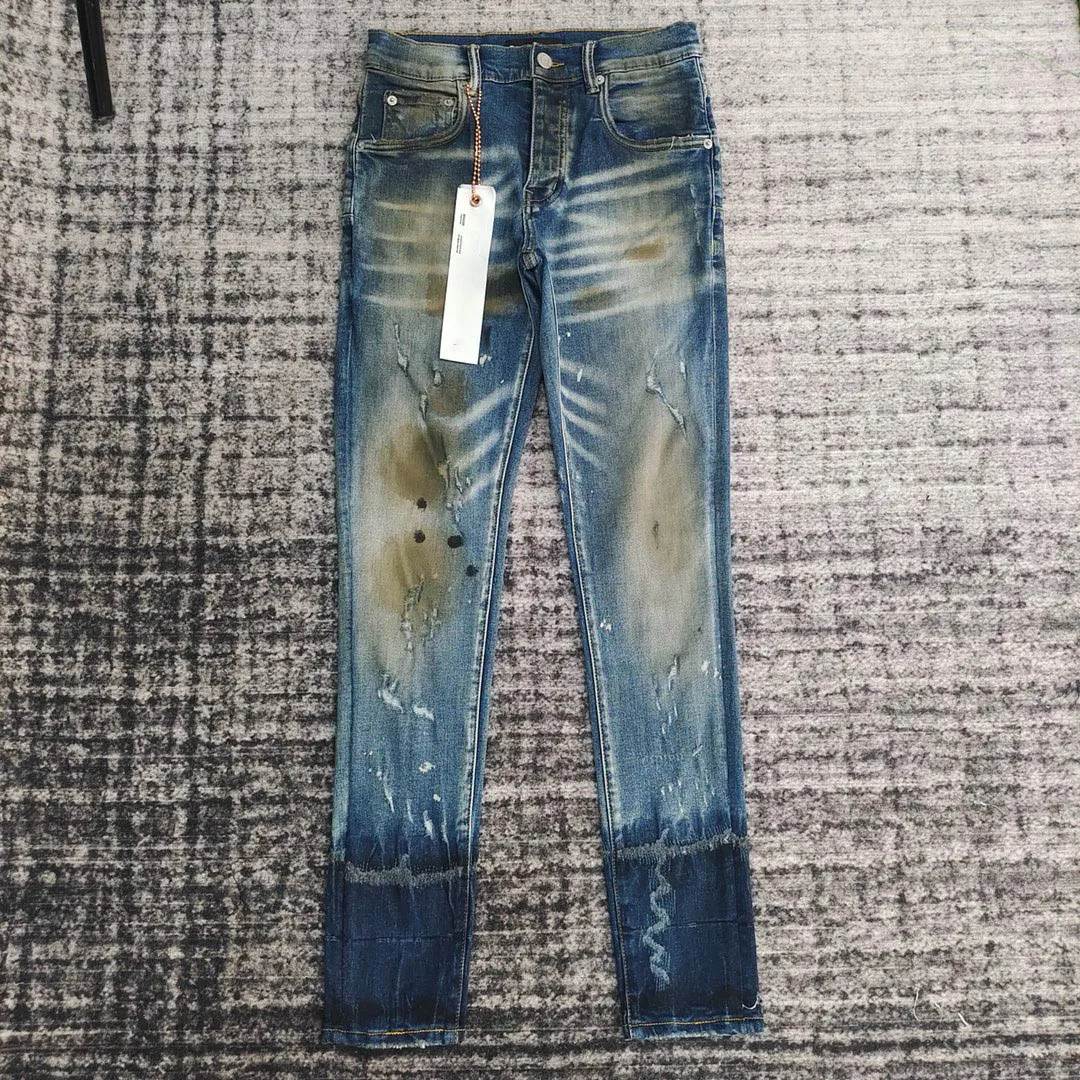 

men retro random paints oil dirty distressed jeans