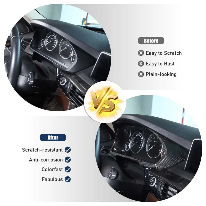 For BMW X5 F15 2014-2018 Real Carbon Fiber Car Instrument Panel Display Decorative Frame Sticker Car Interior Accessories 1Pcs