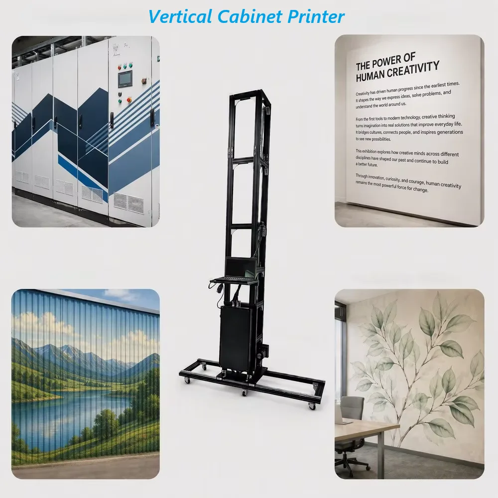 High Stability Reinforced Cabinet Printing Machine 2.5cm Embossed CMYK+W Dual Printhead Direct UV Mural Printer