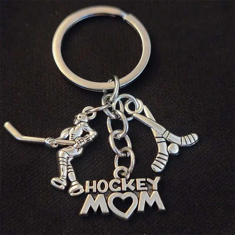 Unique Keychain Hockey Mom Player Keyring Sports Pendant Women Man Jewelry Accessories Gift