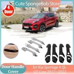 Car Handle Cover for Kia Sportage 4 QL GT-Line 2017~2022 Carbon Fiber Black Side Door Part Sticker Trim Strip Decor Accessories