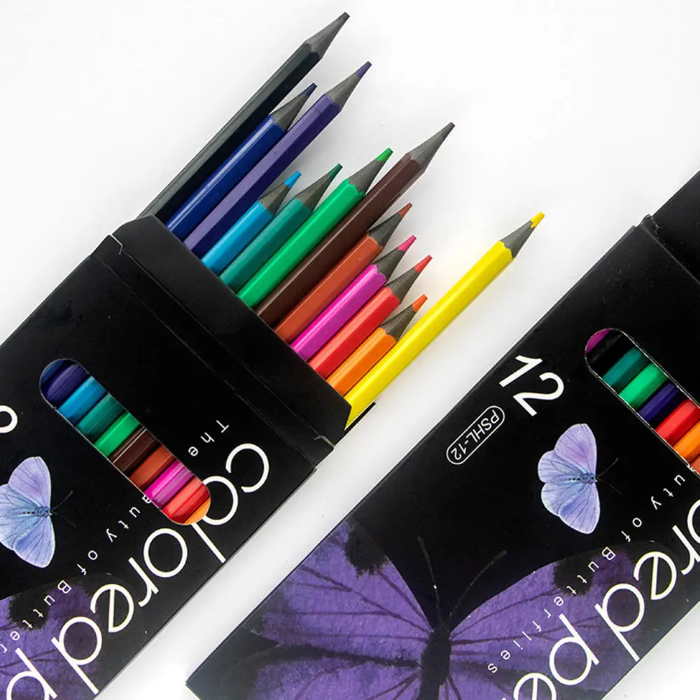 مجموعة أقلام رصاص ملونة زيتية مكونة من 12 لونًا بمقبض سداسي وأقلام رصاص ملونة عالية التشبع مثالية للرسم والرسم والتصميم الفني