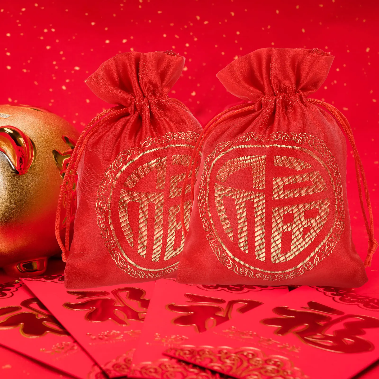 

20 Pcs Gift Bags Party Favors Drawstring Storage Small Brocade New Year Packing Chinese Style C y Containers Wedding Favor Boxes