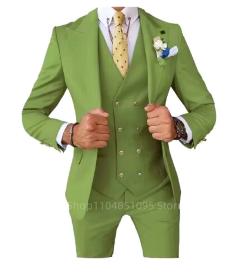 

Smart Casual 3 Piece Peak Lapel Single Breasted Wedding Suit for Men Fashion Formal Best Man Groom Tuxedo Slim Fit Costume Homme