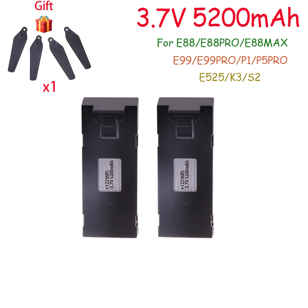 3.7V 5200mAh Rechargeable Li-ion Battery For RC Drone E88 E88PRO E99 P1 K3 P10 A13 S98 E525 RC Quadcopter Parts Battery 1-10pcs