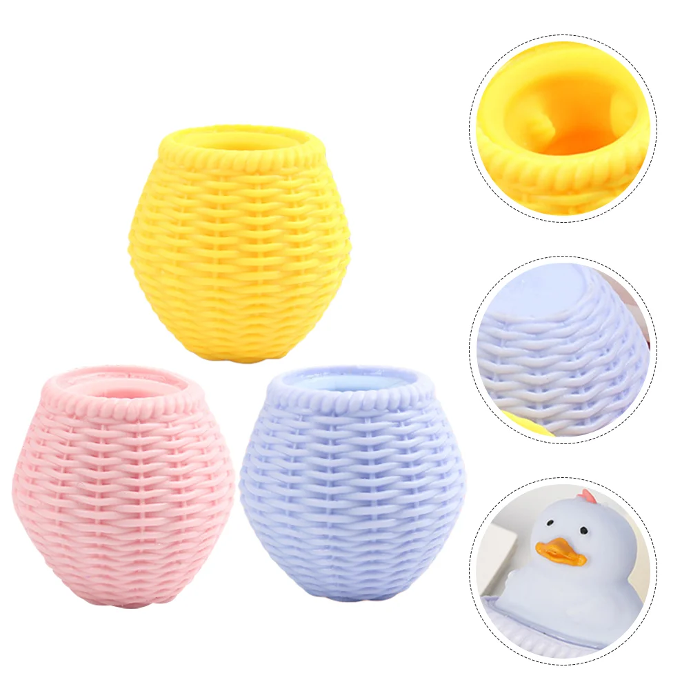 3 Pcs Toys Party Favor Animal Compact Squeeze Desk Portable Adorable Plastic Cartoon Pressure Slow Rising Novelty