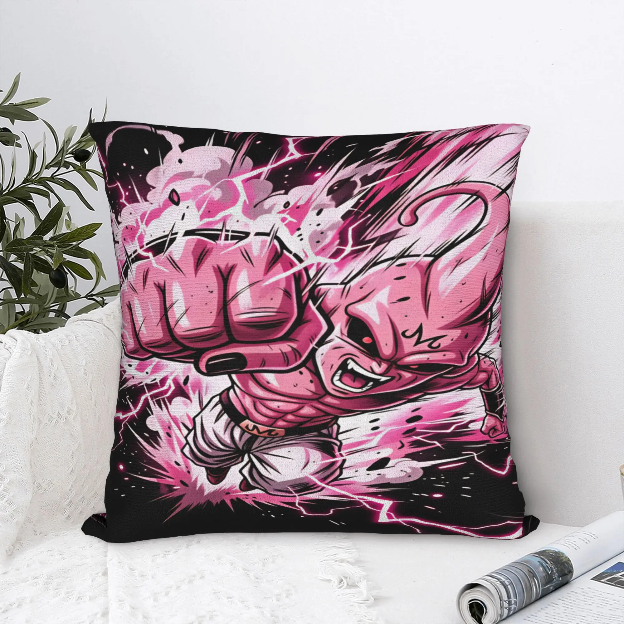 Funda de Almohada Pinks Monster con Estampado de Dragon Ball, Funda de Cojín Linda y Divertida para Silla, Sofá, Decoración del Hogar