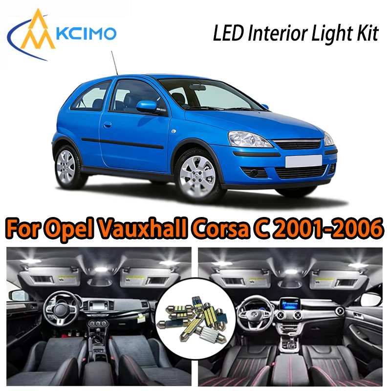 

High Quality LED Interior Lights For Opel Vauxhall Corsa C 2001-2006, White Ice Blue Super Bright Two Colors Choice