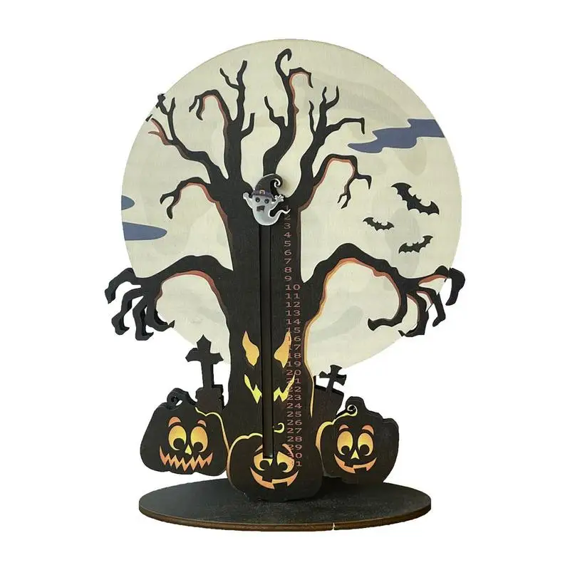 Halloween Advent Countdown Calendar Halloween Pumpkin Advent Calendar wooden Ghost Dead Tree Shape Holiday Countdown Calendar