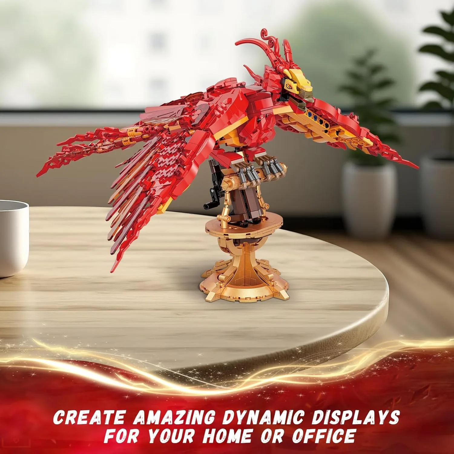 938pcs Fire Phoenix Building Blocks Assembly Fly Divine Beast Mythical Animal Firebird Assembly Toy For Boy Girl Christmas Gifts