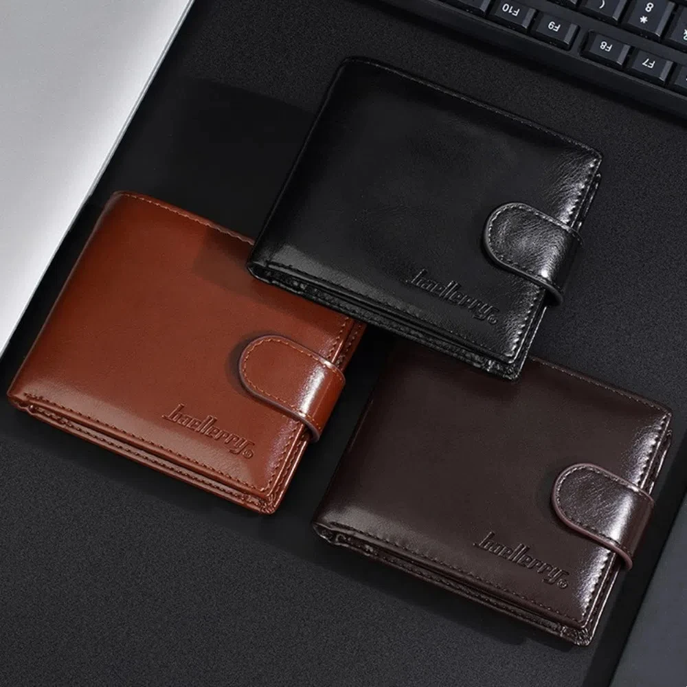 مشبك 2 أضعاف محافظ مع عملة جيب بولي Leather جلد الرجال محفظة صغيرة ID شارة حامل بلون الذكور محفظة جلدية الرجال الصبي هدية #1