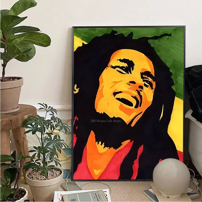 Bob Marley Anime Posters Sticky Vintage Room Bar Cafe Decor Aesthetic Art Wall Painting