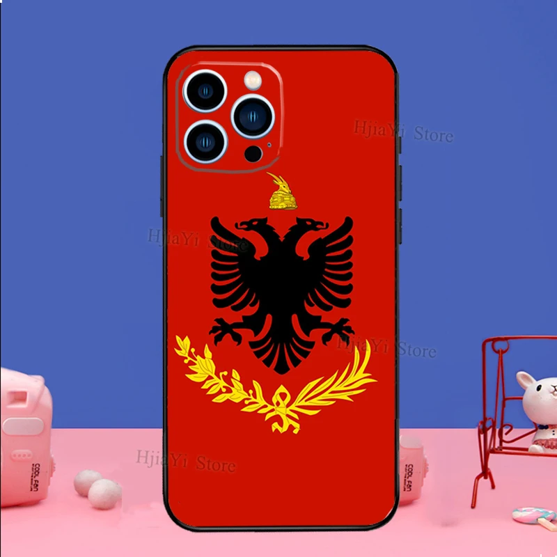 Albania Flag Eagle Phone Case For iPhone 16 15 12 13 Mini 11 14 Pro XS Max Plus X XR Silicone Cover