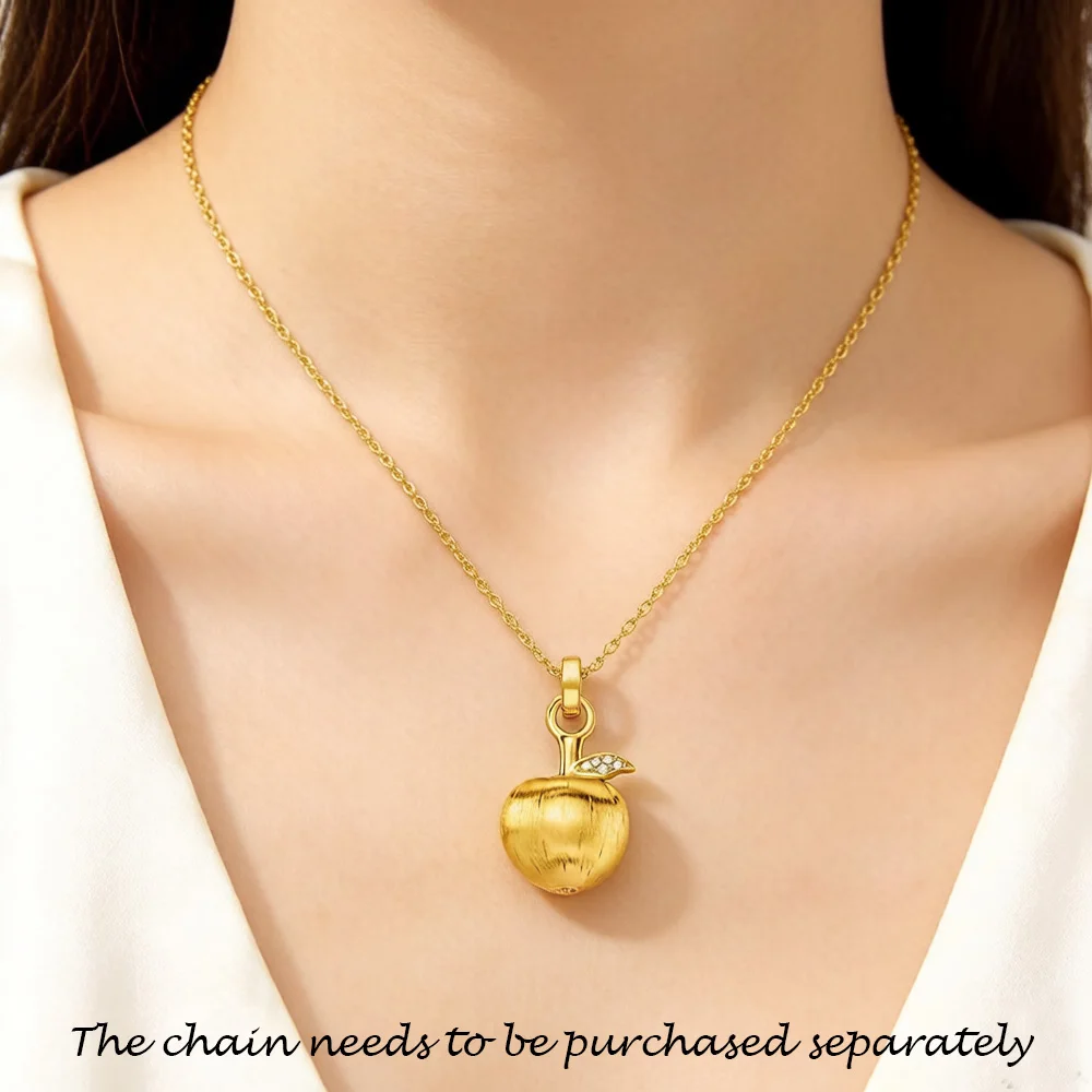 Gold Plated Pendant Apple New Fine Jewelry Bijoux Accessories 925 Sterling Silver Romantic Gift For Woman