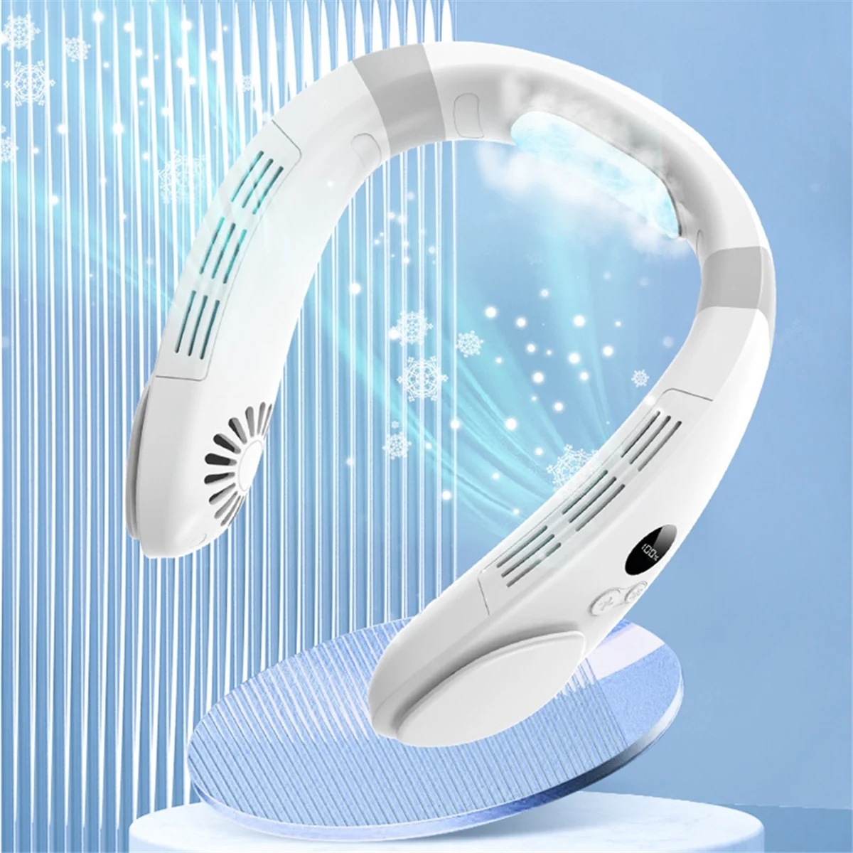 Neck Air Conditioner, Full-Body Cooling Neck Fan, 8000mAh Rechargeable Wearable AC Air Conditioner Neck Fan Cooler A