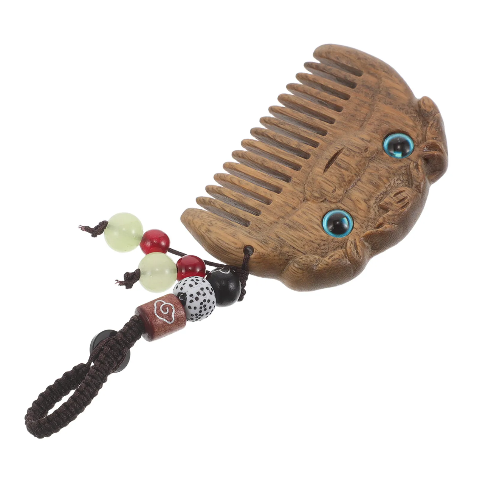 Carved Sandalwood Pocket Comb Mini Travel Size Wooden Hair Comb Detangling Scalp Massage Portable Keychain Pendant Vintage Style