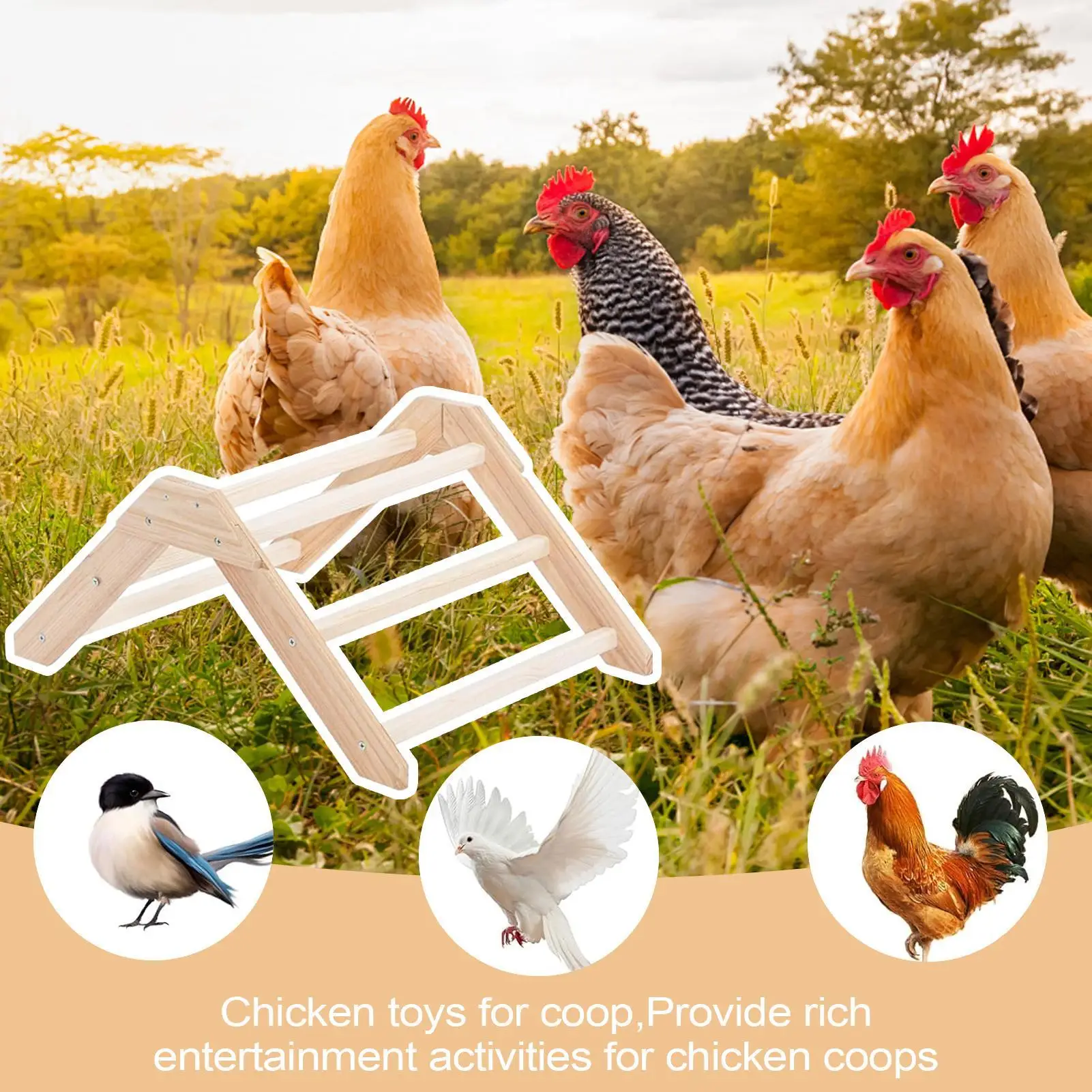 Percha para pollito, juguetes, soporte de entrenamiento de madera para pollito, accesorios antideslizantes para mascotas, escalera de entrenamiento para gallinero, jerbos, loros, animales pequeños